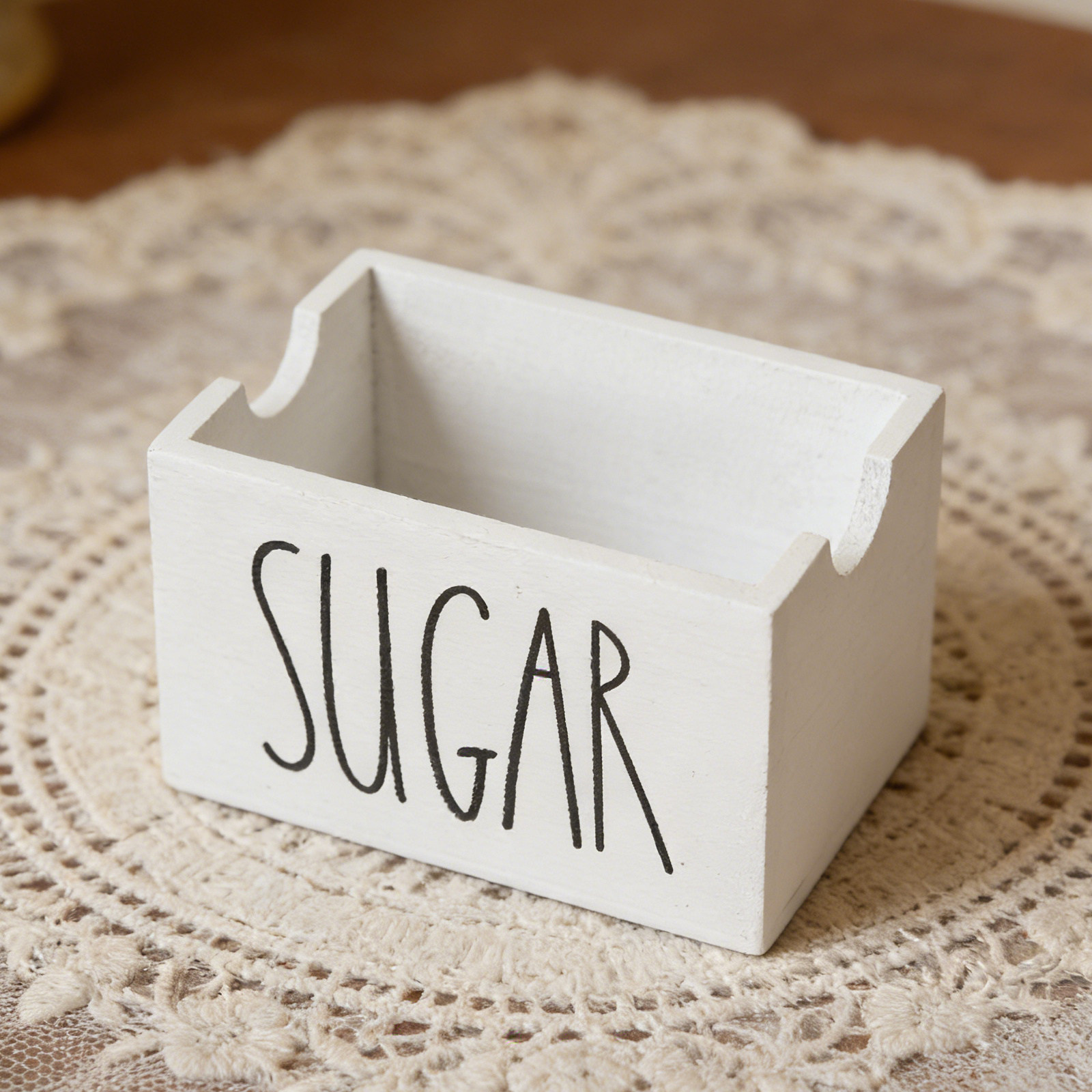 Coffee Tea Sugar - Suporte de madeira para pacotes de