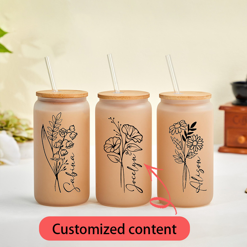 Coffee Tea Name - Copo de vidro personalizado com a